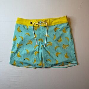 Chubbies Board‎ Shorts Mens 33 Banana Print Stretch Surf Swim Preppy